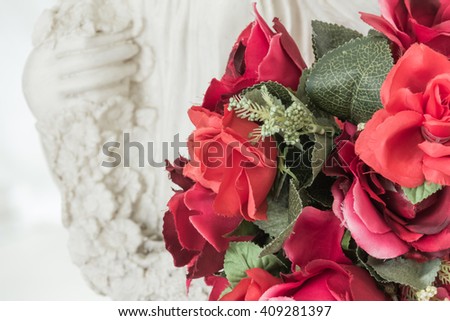 beautiful rose on white background in wedding store