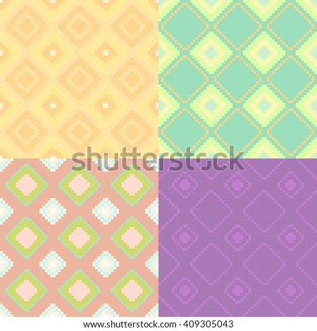 Set colorful geometric pattern light seamless square vector illustration