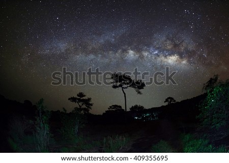 Milky Way at Phu Hin Rong Kla National Park,Phitsanulok Thailand.Long exposure photograph.with grain
