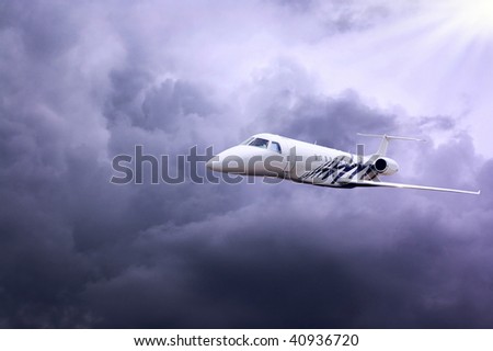 Airplane on the blue sky