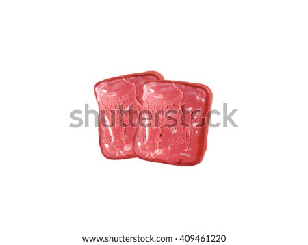 miniature ham model from japanese clay on white background