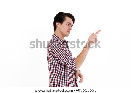 Closeup side view profile portrait of upset young man, worker, employee, business man hands in air, open mouth yelling isolated on white background
