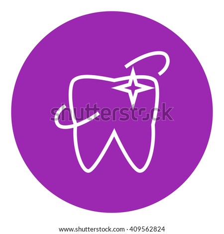 Shining tooth line icon.