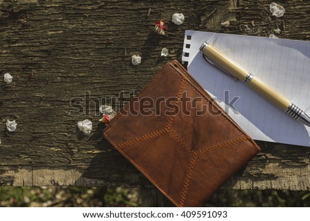 Business successful diary, purse, money, credit cards, pen