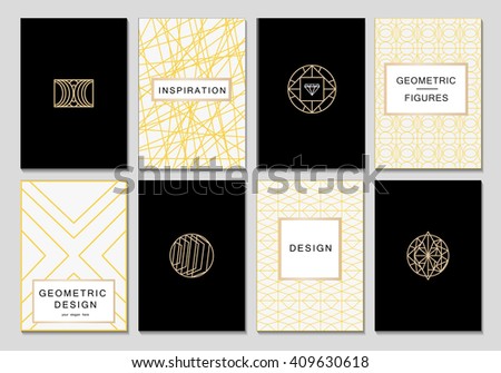 Monogram creative cards template with geometric elements. Elegant design for cafe, restaurant, heraldic, jewelry, fashion.