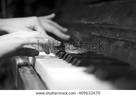 Playing the music of Nature on left out piano.