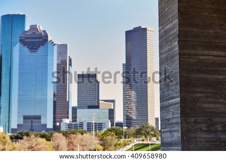 Houston city skyline from west in Texas USA