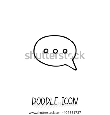Doodle chatting icon. Text bubble. Cloud for messages, posts, sms.