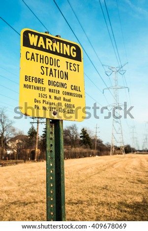 Warning Cathodic test sign