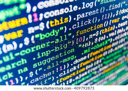 Programmer developer screen.  Web site codes on computer monitor. Writing program code on computer.  Website codes on computer monitor. Monitor photo. Programming code on computer screen. 
