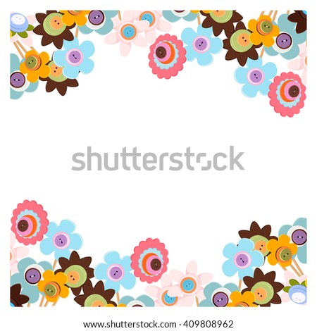 Frame of colorful flowers buttons