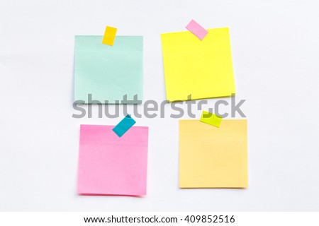 Abstract empty sticky note, isolated on white background Royalty-Free Stock Photo #409852516