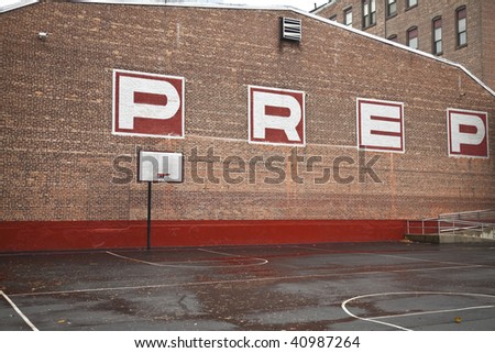 Basketball court of preparatory school