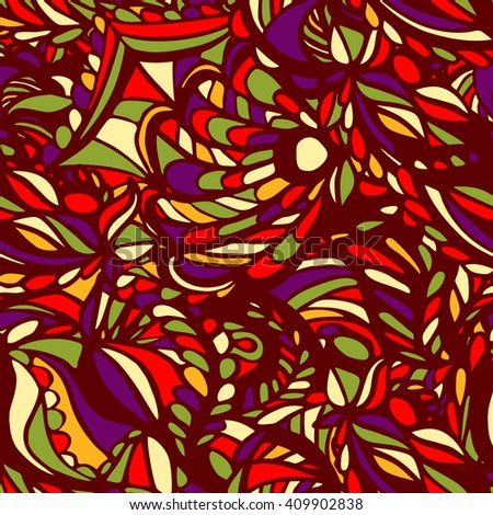vector seamless florid pattern with warm colors