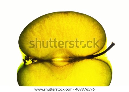 yellow Apple isolated on white background. Ripe fruit closeup