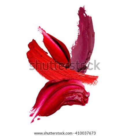 lipstick stroke texture paint on white background. Beauty and make up concept 