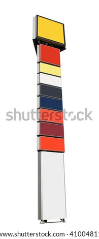 Blank advertising column - isolated on white background with clipping path.