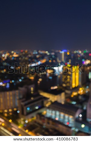 Abstract blurred bokeh lights, city office downtown night view
