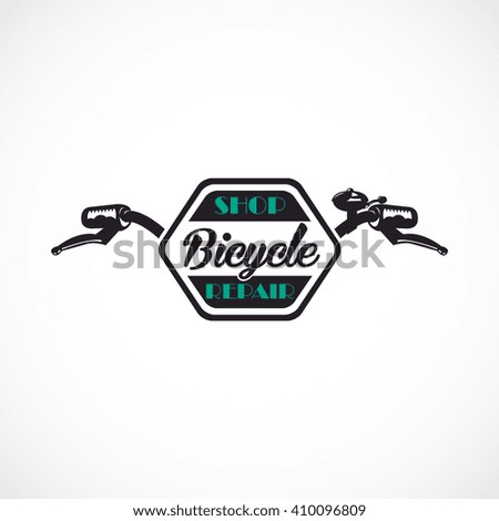 Retro Bicycle Vector Label or Logo Template. Bicycle Handler with ,,Bicycle SERVICE REPAIR,, text.