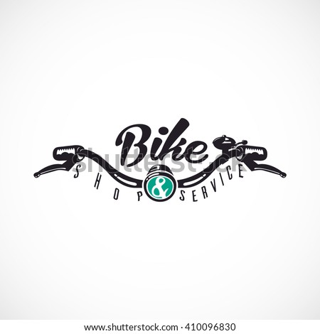 Retro Bicycle Vector Label or Logo Template. Bicycle Handler with ,,Bike SHOP & SERVICE,, text.
