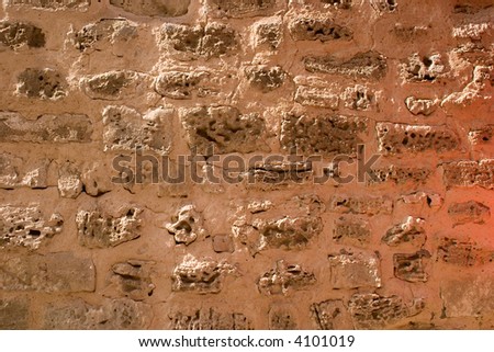 Abstract background made with aged wall stone in Sousse. Tunis
