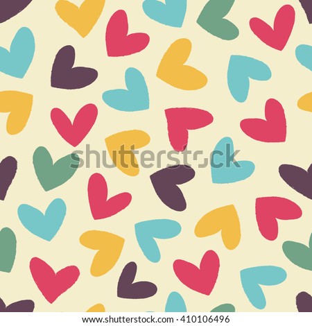 Fun seamless vintage love heart background in pretty colors. Great for baby announcement, Valentine's Day, Mother's Day, Easter, wedding, scrapbook, gift  rapping paper, textiles.
