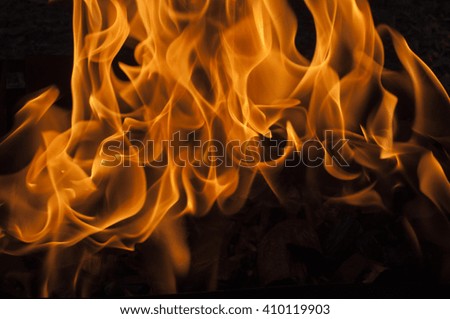 Closeup shot of camp fire and burning coal