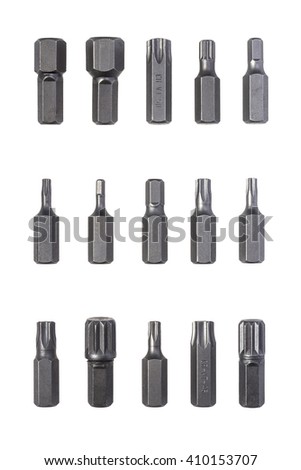Screwdriver bits on a white background isolated. Insert Bit. 