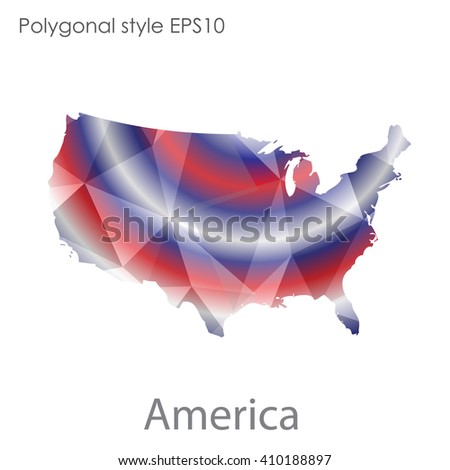 USA,United States of America map in geometric polygonal style.Abstract gems triangle,modern design background.