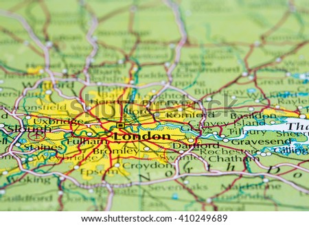 Close up map of london UK