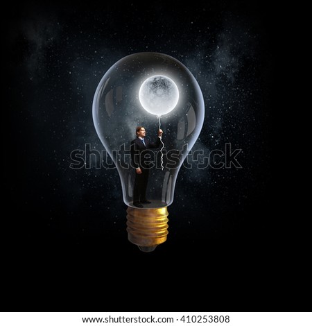 Man in electric bulb