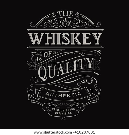 whiskey label hand drawn vintage typography blackboard border vector Royalty-Free Stock Photo #410287831