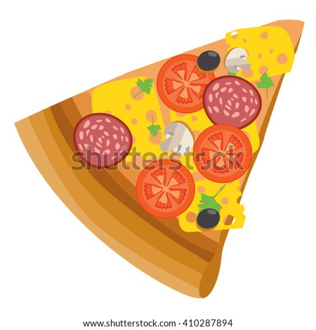 Fast Food Vector Icon. Slice of  Pizza. Italian pizza. white background