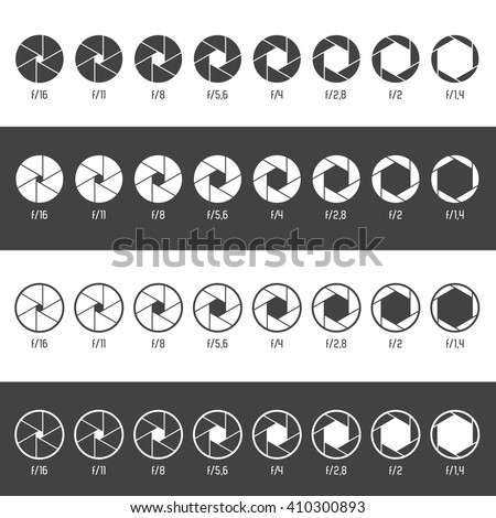 Aperture icon set. Vector Illustration Royalty-Free Stock Photo #410300893