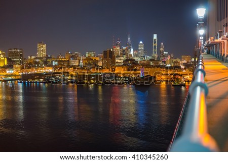 Night view of Philadelphia from Ben Franklin Bridge