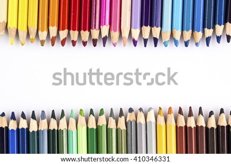 colour pencils on white background
