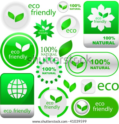 Set of eco friendly, natural and organic labels.