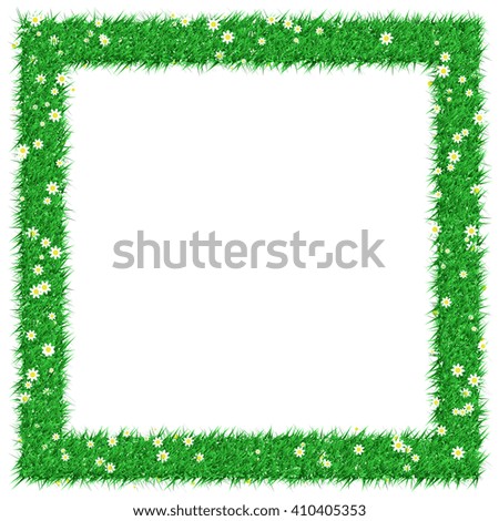 Green grass frame design. Fresh summer frame design. Vector illustration.