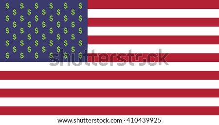 Flag of United States of America with Dollar signs Money