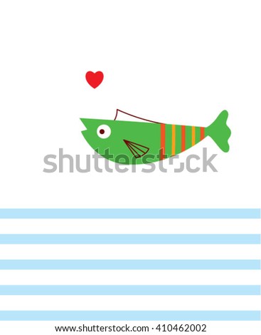 love fish card vector