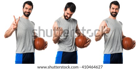 Lucky man playing basketball