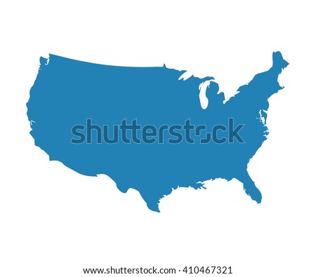 State map vector. Blank Blue similar USA map isolated on white background. United States of America country. Vector template for website, design, cover, infographics. Royalty-Free Stock Photo #410467321