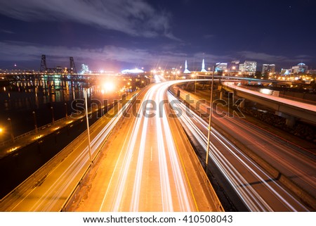 busy traffic on road at night in portland