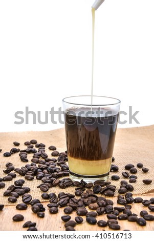 coffee with condensed milk and coffee bean