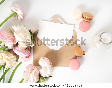 image of fresh spring pink flowers with copy space
