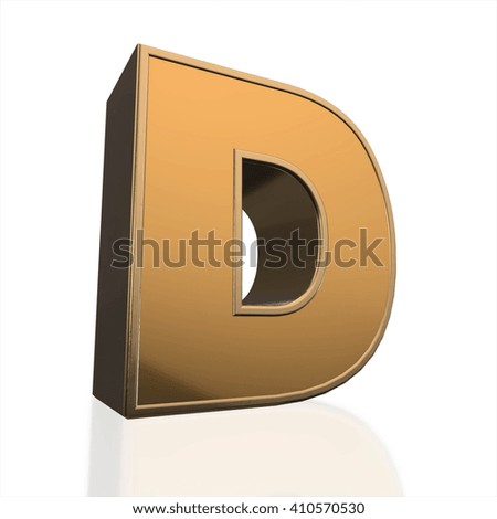 3d golden letter  isolated white background, 3d render, 3d illustration