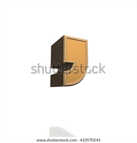 3d golden letter  isolated white background, 3d render, 3d illustration