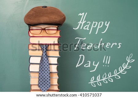 Happy teachers day funny concept Royalty-Free Stock Photo #410571037