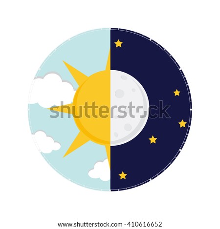 Vector illustration of day and night. Day night concept, sun and moon, day night icon Royalty-Free Stock Photo #410616652