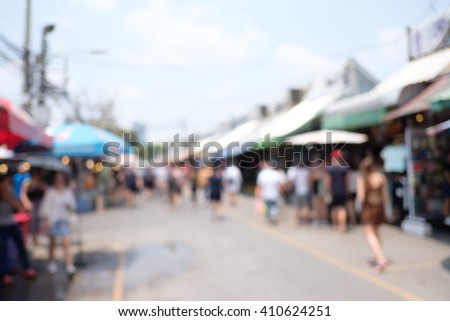 Abstract blur tourist shopping in Chatuchak weekend market 